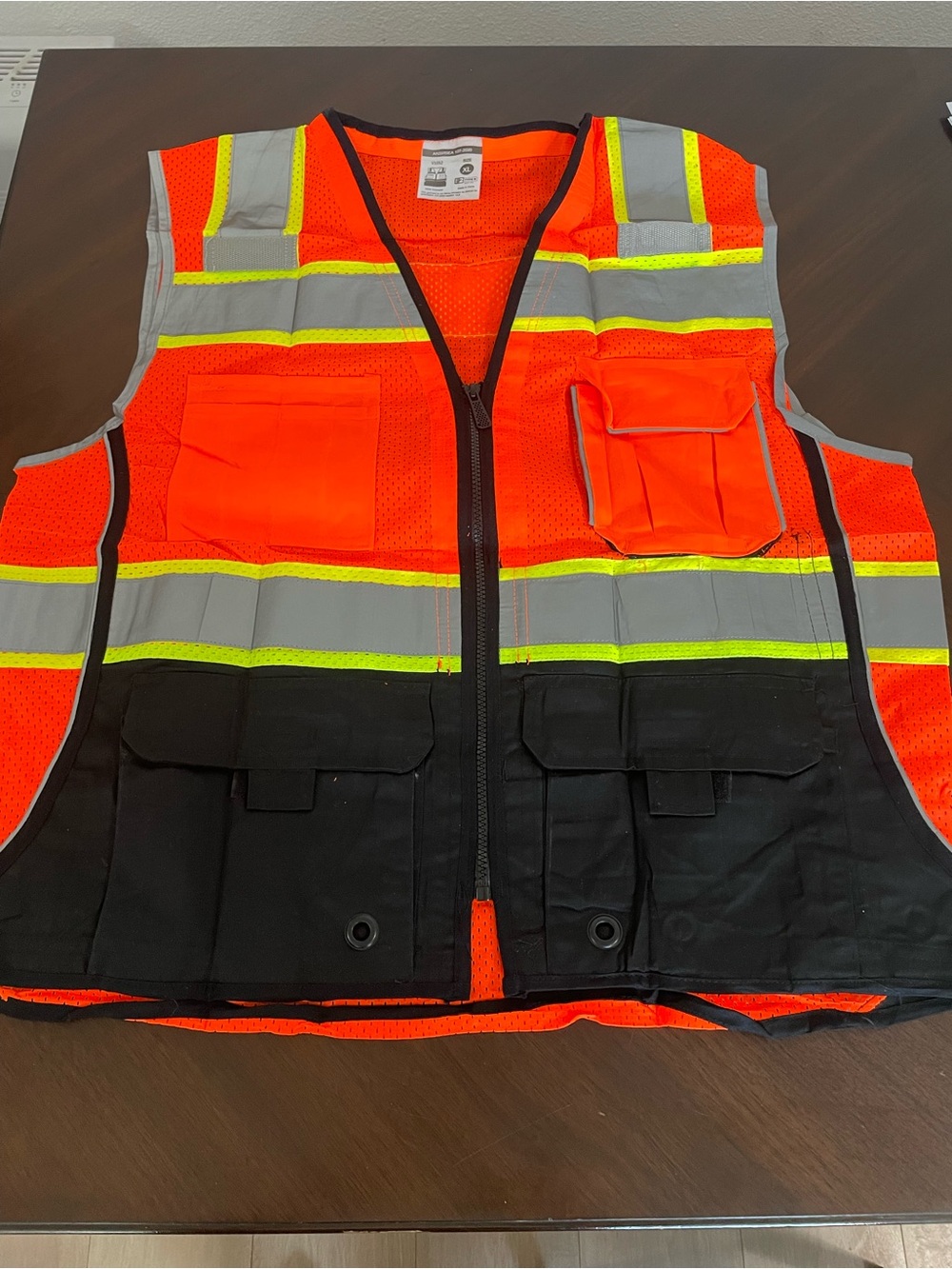 High-Visibility Safety Work Vest - Orange/Black